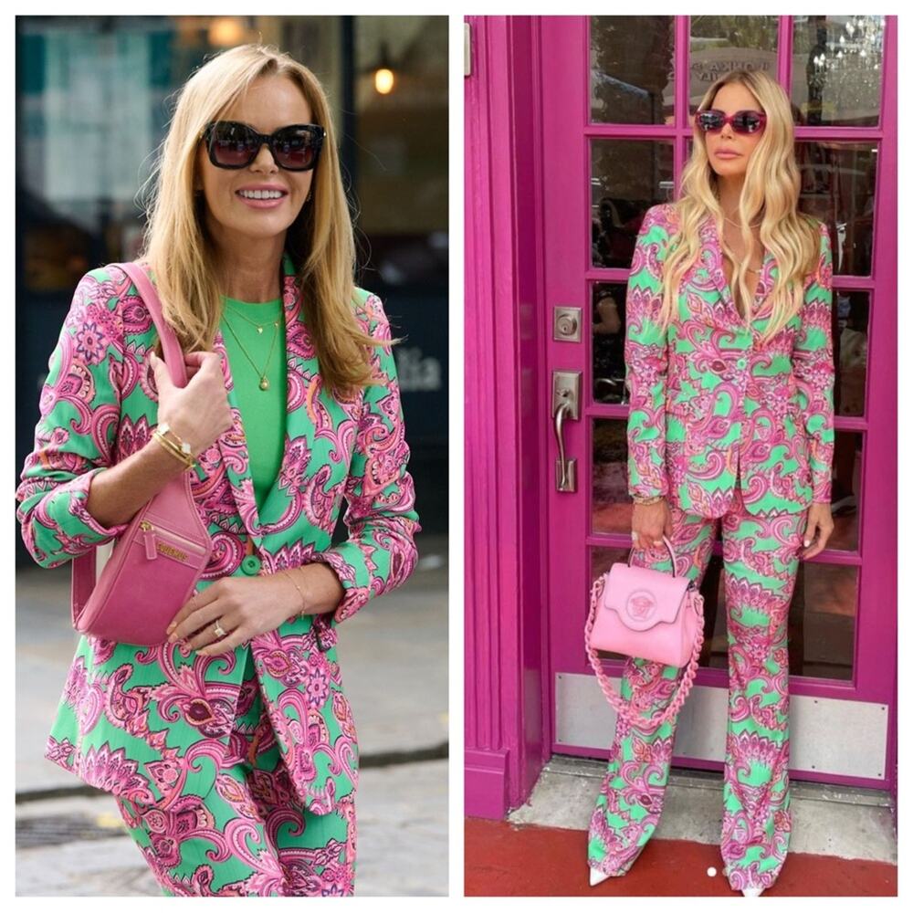 ALICE + OLIVIA Macey Pink and Green Paisley Floral Women's Blazer Size 2